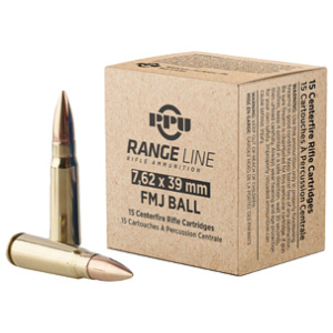 PPU RANGE 7.62X39 123GR FMJ 15/930