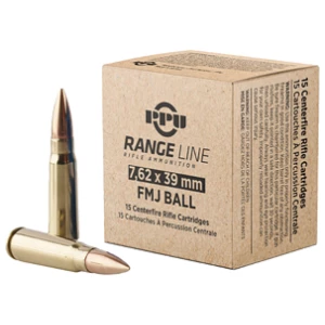PPU RANGE 7.62X39 123GR FMJ 15/930