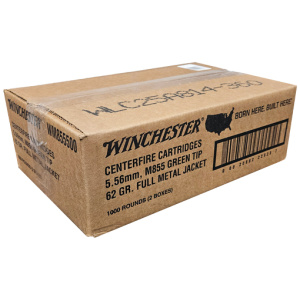 WINCHESTER USA 5.56X45 62GR - GREENT TIP 1000RD CASE LOT