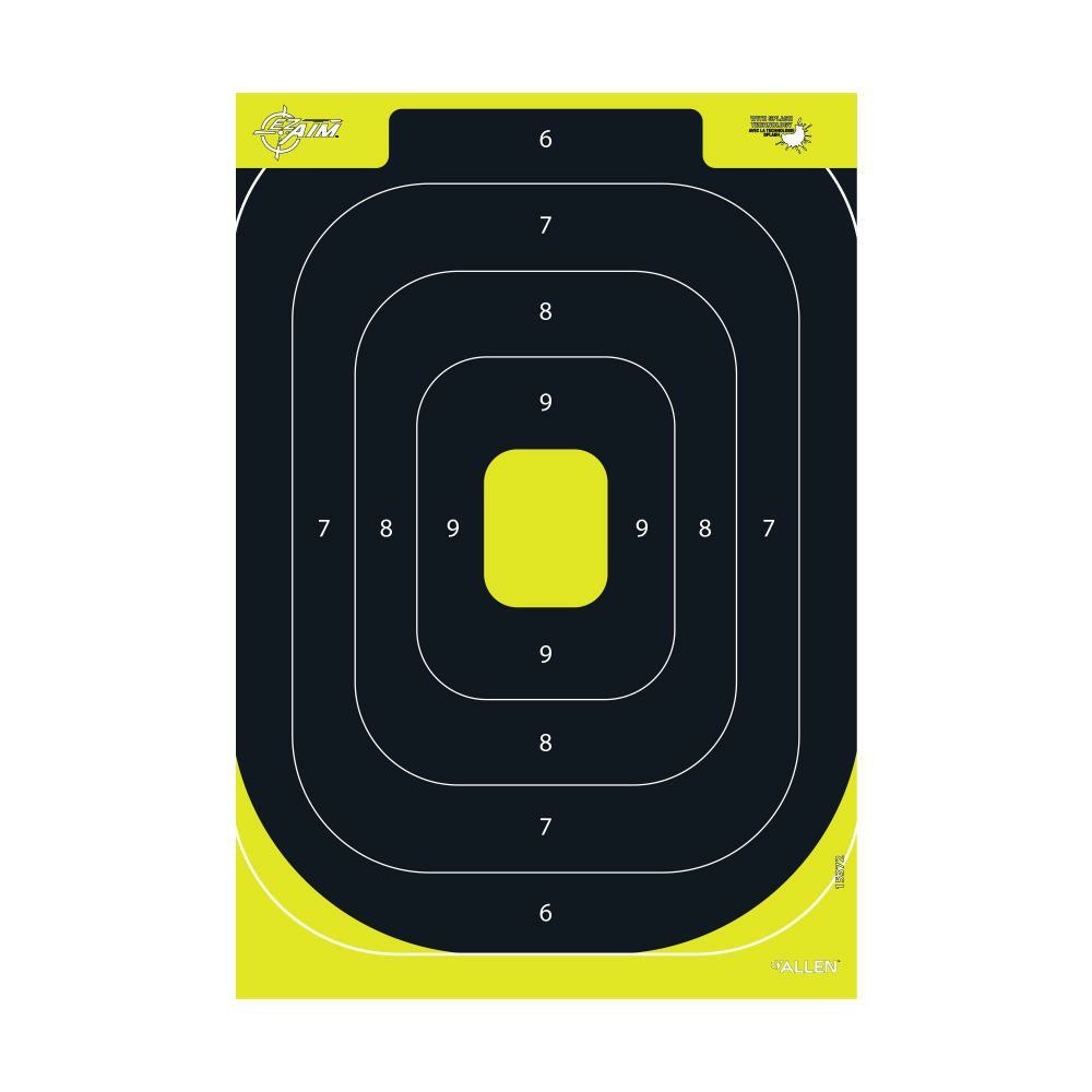 Allen EZ Aim Splash Reactive Paper Target IPSC Silhouette 12.5"x18.25" Yellow and Black 30 per Pad