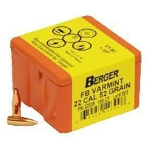 Berger Match Grade Varmint Bullets .22 cal .224" 52 gr FB Varmint 100/ct