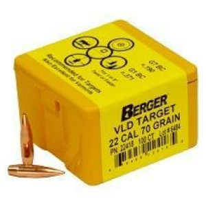 Berger VLD Target Bullets .22 cal .224" 70 gr HPBT 100/ct
