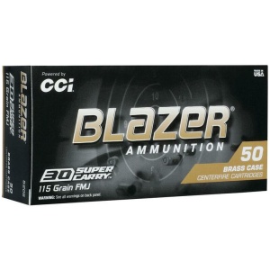 CCI Blazer Brass Handgun Ammunition .30 Super Carry 115 gr FMJ 1150 fps 50/ct