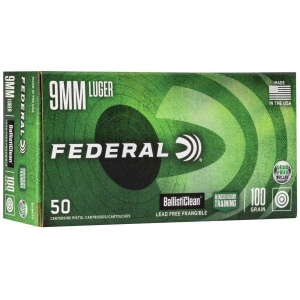 Federal Ballisticlean Frangible Handgun Ammunition 9mm Luger 100 gr RHT 1240 50/ct