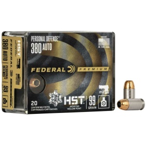 Federal Personal Defense HST Handgun Ammunition .380 Auto 99gr JHP 935 fps 20/ct