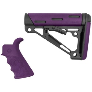 Hogue AR-15/M16 Kit Overmolded Beavertail Grip and Collapsible Buttstock for Mil-Spec Buffer Tube Purple