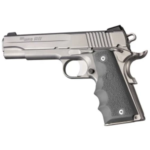 Hogue 1911 Gov't Rubber Handgun Grips with Finger Grooves Slate Grey