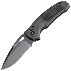 Hogue K320 Nitron Manual Folder 3 1/2" Drop Point Blade Black