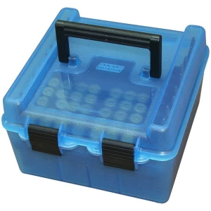 MTM Flip Top Ammo Box for 22-250/.243/.308 Win/.220 Swift 100 Rounds Clear Blue