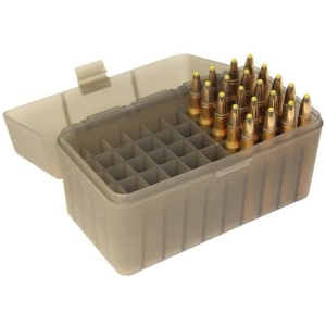 MTM Flip-Top Ammo Box 243/308 Win/220 Swift 50 Rounds Clear Smoke