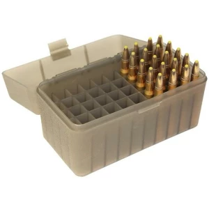 MTM Flip-Top Ammo Box 243/308 Win/220 Swift 50 Rounds Clear Smoke