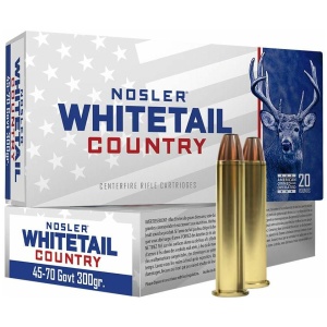 Nosler Whitetail Country Rifle Ammunition 45-70 Govt 300gr LFN 1950 fps 20/ct