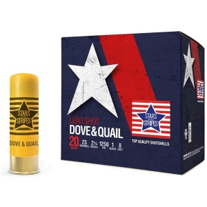 PPU Stars & Stripes Dove & Quail Shotshells  20ga 2-3/4'' 1 oz 1250 fps #8 25/ct