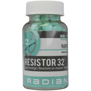Radians Resistor Foam Ear Plugs Jar 32dB 25 Pair Aqua