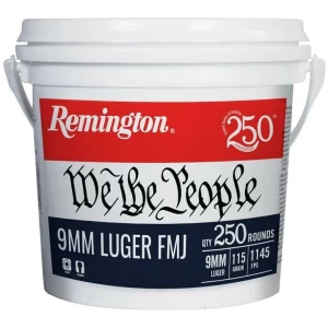 Remington "We the People" Handgun Ammunition 9mm Luger 115gr FMJ 1145 fps 250/ct Bucket