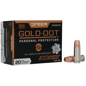Speer Gold Dot Handgun Ammunition .30 Super Carry 115gr HP 1150 fps 20/ct