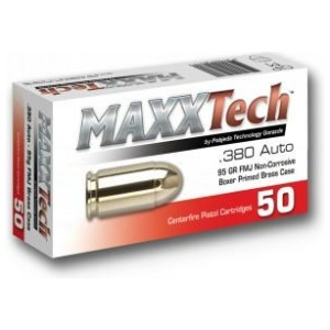 Maxxtech Brass Case Handgun Ammunition .380 ACP 95 gr FMJ 1000/ct Case