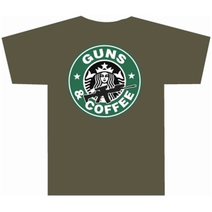 Tuff Products Guns and Coffee Short Sleeve Shirt OD Green 2XL