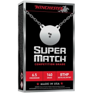 Winchester Super Match Rifle Ammunition 6.5 Creedmoor 140gr OTM 2710fps 20/ct