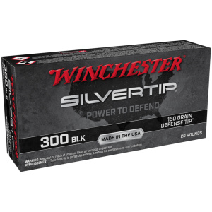 Winchester Silvertip Defender Rifle Ammunition .300 AAC Blackout 150 gr. Defense Tip 1900 fps 20/ct