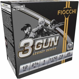 Fiocchi 3 Gun Match Shotshells 12ga 2-3/4" 1oz 1170 fps #7.5 25/ct