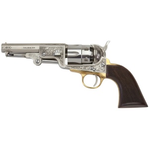 Pietta 1851 Navy Dlx U.S. Marshal Handgun .44 Cal 4.78 Barrel Checkered Wood Grip