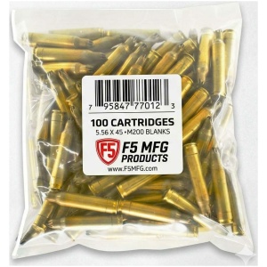 F5 MFG M200 Mil Spec 5.56 Blanks - 100 Cartridges | Bulk Packaging