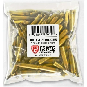 F5 MFG M200 Mil Spec 5.56 Blanks - 100 Cartridges | Bulk Packaging