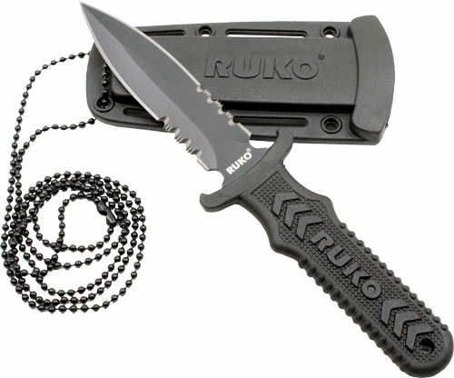 RUKO FIXED 3" NECK/BOOT KNIFE - NYLON HANDLE CLAMSHELL