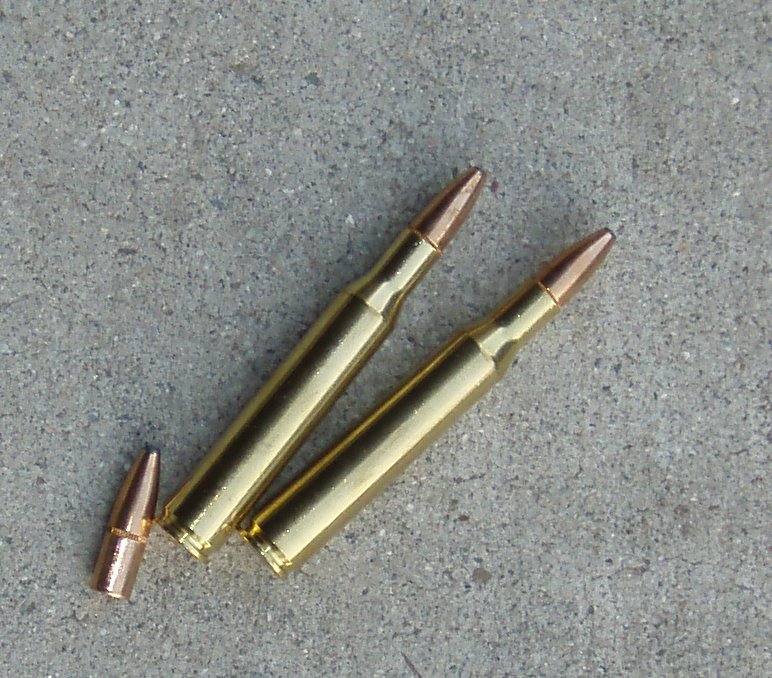 Single .270 Winchester rifle cartridge