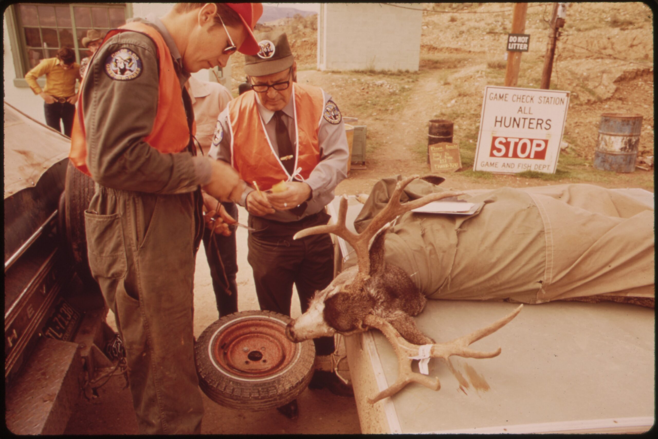 Deer hunters' kill checked at a NARA check station