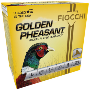 FIOCCHI GOLDEN PHEASANT 16GA - 2.75" 1-1/8 #6 25RD 10BX/CS
