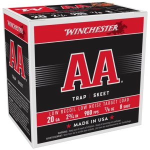 WINCHESTER AA 20GA 2.75" 7/8OX - #8 890FPS 250RD CASE LOT