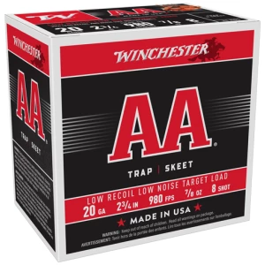 WINCHESTER AA 20GA 2.75" 7/8OX - #8 890FPS 250RD CASE LOT