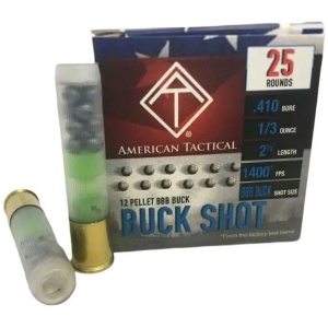 ATI BBB Buck Shotshell 410ga 2-1/2"Â 1/3oz 1400fps 12 plts 25/ct