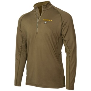 Muddy Nucleus Heated Quarter Zip Long Sleeve Shirt Brown Clay S