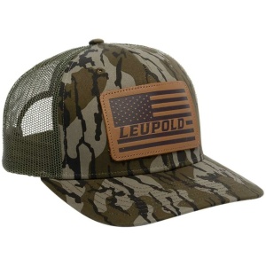 Leupold Leather Flag Trucker Hat Mossy Oak Bottomland Camo/Green