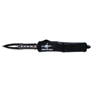 Templar Knife Large Come And Take It AR OTF Knife 3-1/2" Serrated Dagger Black