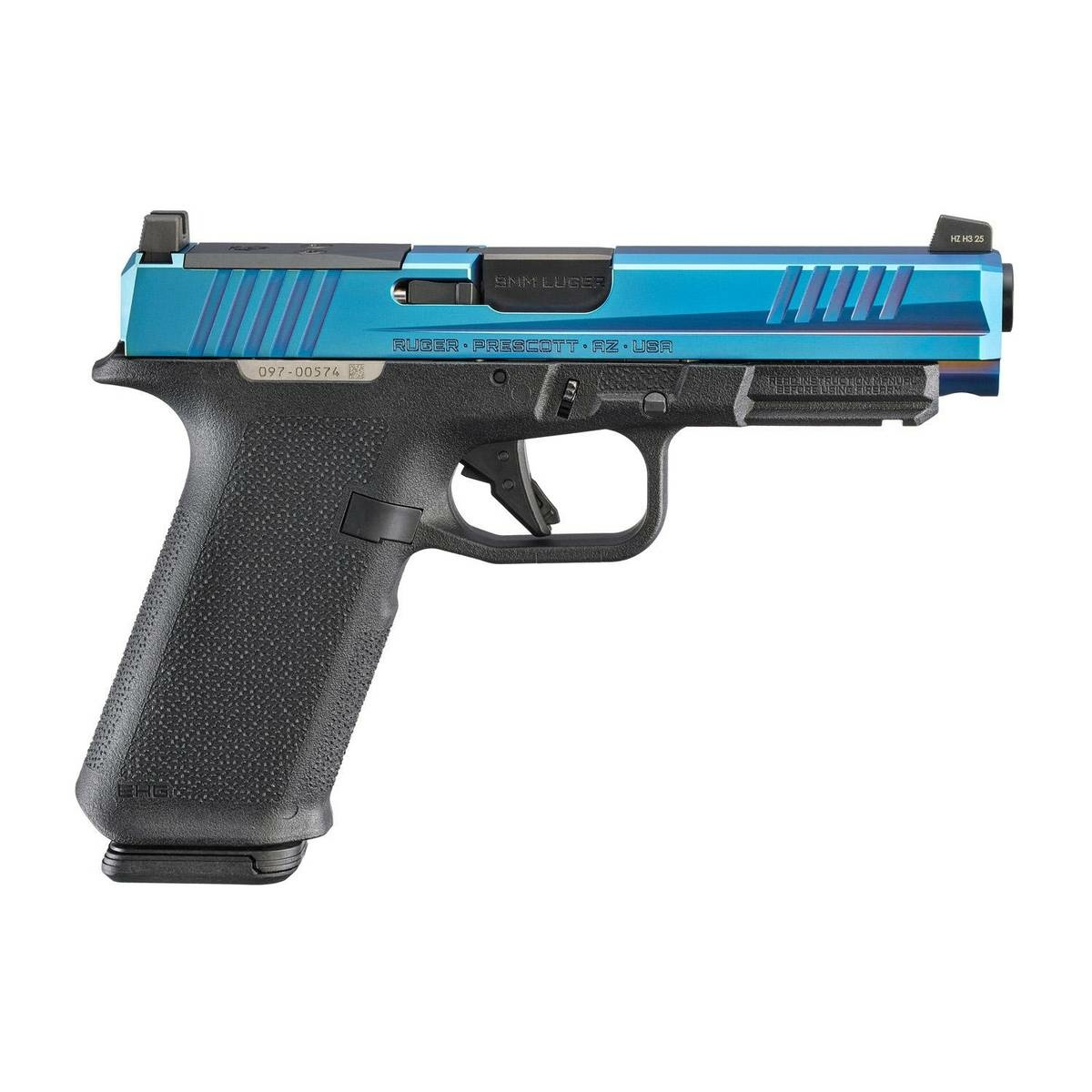 Ruger RXM Blue PVD Handgun 9mm Luger 17rd Magazines(2) 4.5" Barrel Black Poly Frame Front Night Sight