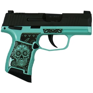 Sig Sauer "Sugar Skull Robin's Egg Blue Glitter" P365 Optic Ready Handgun 9mm Luger 10rd Magazines(2) 3.1" Barrel X-RAY 3 Sights Manual Safety