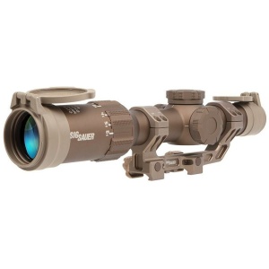 Sig Sauer Tango6T Rifle Scope 1-6x24mm 30mm FFP DWLR-556 Illum. FDE with DVO Factory Installed Alpha4 Mount / ARD & Flip-Back Caps
