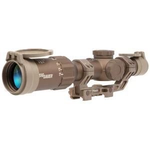Sig Sauer Tango6T Rifle Scope 1-6x24mm 30mm FFP DWLR-556 Illum. FDE with DVO Factory Installed Alpha4 Mount / ARD & Flip-Back Caps