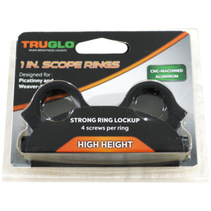 TRUGLO RINGS 1" HIGH MATTE - PICATINNY/WEAVER W/4 SCREWS