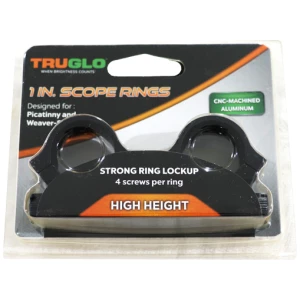 TRUGLO RINGS 1" HIGH MATTE - PICATINNY/WEAVER W/4 SCREWS